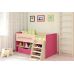 Детская кровать-чердак ДЕТ 40 — Дуб шамони светлый/малина