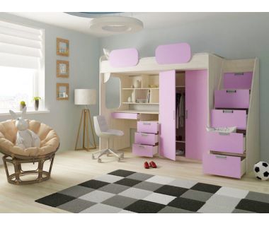 Детская двухъярусная кровать со столом ДКЧ 190