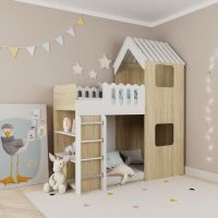 Двоярусне ліжко будиночок з ігровою зоною ДКД 53