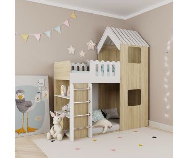 Двоярусне ліжко будиночок з ігровою зоною ДКД 53