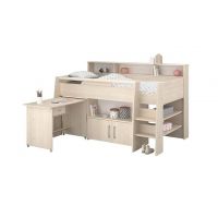 Кровать чердак со столом и полкой ДМ 565