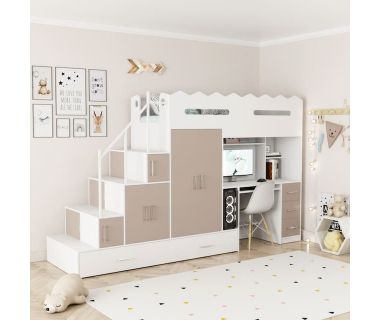 Горище ліжко з робочою зоною та шафою ДЮЛ 90