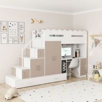 Чердак кровать с рабочей зоной и шкафом ДЮЛ 90