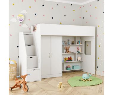 Кровать чердак со шкафом и игровой зоной КЧ 602