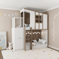 Детская двухъярусная кровать «Домик» со шкафом ИНСТ 719