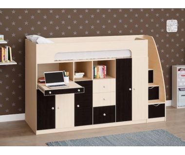 Двухъярусная кровать с рабочим местом и шкафом ДМ 850