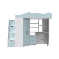 Дитяче ліжко горище з МДФ фасадами ДМ 37 А — БЛАКИТНА ЛАГУНА