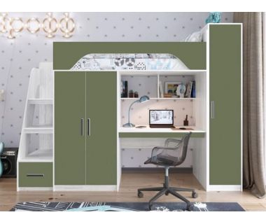 Детская кровать с рабочим местом и шкафом КРЧ 5