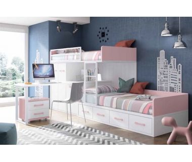 Двоярусне ліжко зі столом та тумбою ДКЧ 020