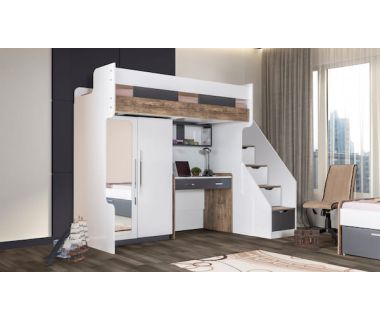 Двоярусне ліжко зі столом та шафою ДКЧ 137