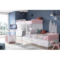 Двухъярусная кровать со столом и тумбой ДКЧ 020