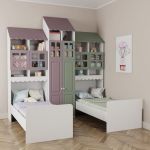 Детская кровать для двоих детей со шкафом ДКД 43