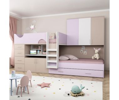 Двоярусне ліжко з шафою ДКД 89