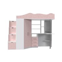 Детская кровать чердак с МДФ фасадами ДМ 37 А — Розовый