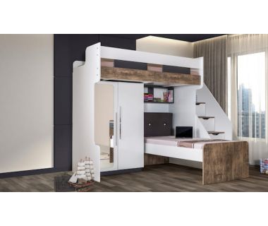 Двоярусне ліжко з шафою для двох ДКЧ 136