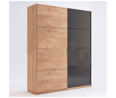 Шкаф-купе 1,5м, Двери дуб крафт/мат лава,спальня Луна, Миромарк, LN-28-LV