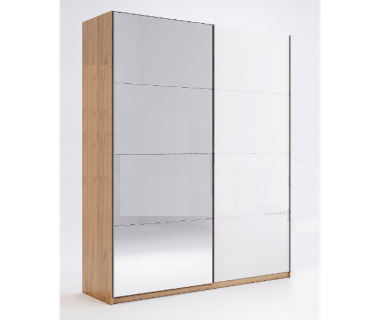 Шкаф-купе 1,5м, двери глянец белый, зеркало, модульна система Асти, Миромарк, AS-28-WB