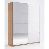 Шафа-купе 1,5м, двері глянець білий, дзеркало, модульна система Асті, Міромарк, AS-28-WB