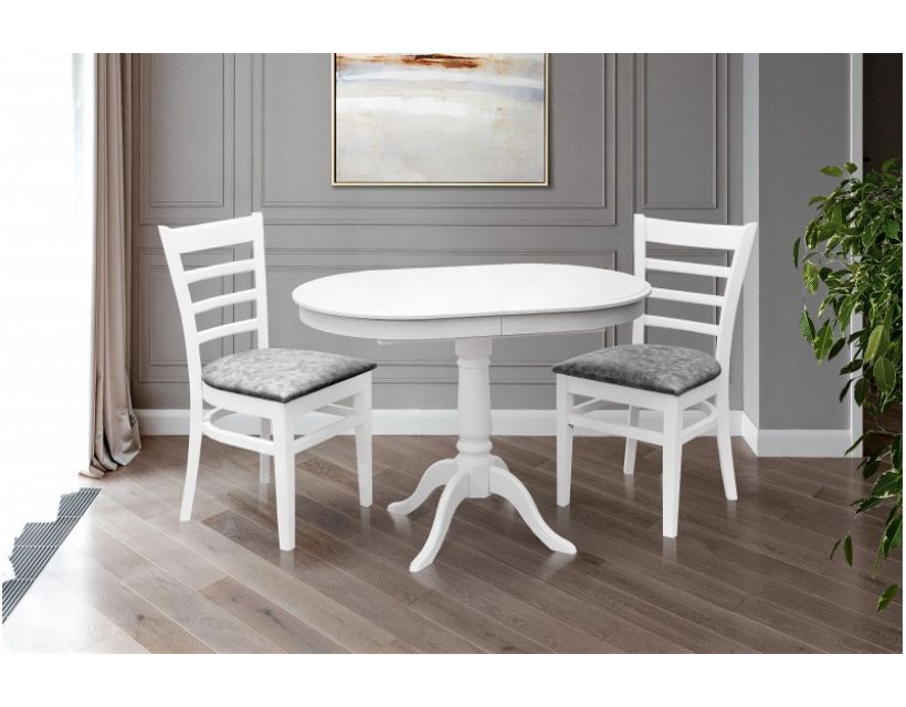 Анжелика стол круглый раскладной белый из бука, 1000 (+300)*680мм Микс-Мебель Авангард в интернет-магазине "Мебли Даром"