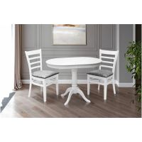 Анжелика стол круглый раскладной белый из бука, 1000 (+300)*680мм Микс-Мебель Авангард