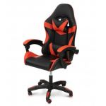 Геймеркое компьютерное кресло Слим черное с красным с подголовником