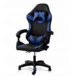 Геймеркое компьютерное кресло Слим черное с синим с подголовником