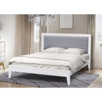 Аксиома белая деревянная кровать с мягкою спинкой Микс Мебель Артемида