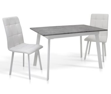 Раскладной стол Этна ножки белые, столешница светло-серая Микс Мебель Раскладной стол Этна ножки белые, столешница светло-серая Микс Мебель