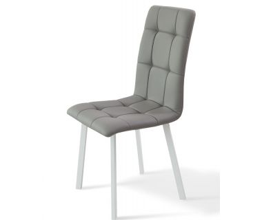 Стілець Трініті ніжки білі, шкірозамінник сірий EximTextil Fly2232 Мікс Меблі