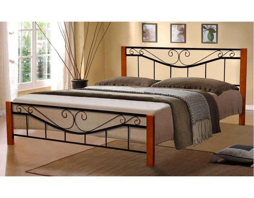 Ліжко Міленіум Вуд 160*200 см, чорний Мікс Меблі Iron Line в інтернет магазині "Меблі Даром"