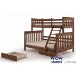 Ліжко двоярусне Скандинавія (Сосна) 140х200см горіх темний Мікс Меблі Уют