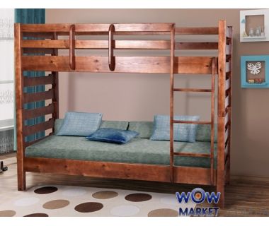 Ліжко двоярусне Троя (Сосна) 80х200см горіх темний Мікс Меблі Уют Ліжко двоярусне Троя (Сосна) 80х200см горіх темний Мікс Меблі Уют