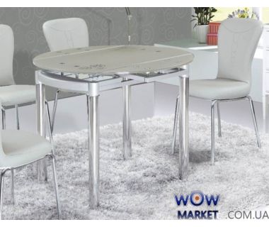 Стол обеденный раскладной круглый Сандра М серо-голубой Микс Мебель