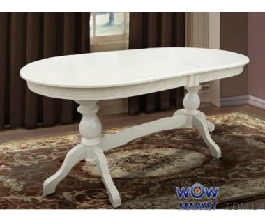 Стол раскладной Оскар Люкс 1600(+400+400)*900мм, слоновая кость, белый Микс Мебель Престиж