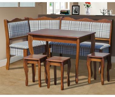 Комплект кухонний куточок Шотландія 155 * 110см бук 7 і Г, стіл і 3 табурета Мікс Меблі