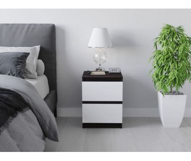 Тумба ліжка в спальню, з фасадами без ручок Т-225 від Moreli (Морелі) Венге темний/Білий Тумба ліжка в спальню, з фасадами без ручок Т-225 від Moreli (Морелі) Венге темний/Білий