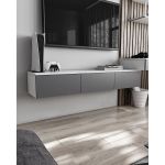 Підвісна тумба під ТВ у вітальню, TV тумба на 3 ящики, тумба під телевізор T-221 від Moreli (Морелі) Білий/Антрацит