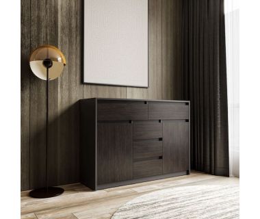 Комод для дома без ручек с 2 дверцами и 5 ящиками T-227 от Moreli (Морели) Антрацит/Венге темний Комод для дома без ручек с 2 дверцами и 5 ящиками T-227 от Moreli (Морели) Антрацит/Венге темний