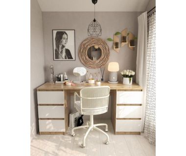 Стол компьютерный с двумя тумбами, стол письменный T-228 Аппалачи/Белый