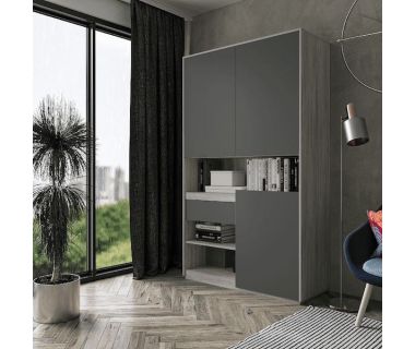 Шкаф распашной для книг и документов RS-1 от Moreli (Морели) Бетон/Антрацит