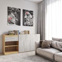 Комод без ручок з двома дверцятами, ящиком та полицями RS-3 Moreli (Морелі) Аппалачі/Бетон