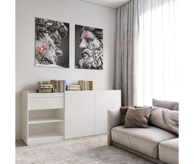 Комод без ручек с двумя дверцами, ящиком и полками RS-3 Moreli (Морели) Белый