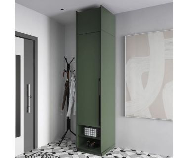 Шкаф распашной со штангой на одну дверку с антресолью R-0002 от Moreli (Морели) Зеленый Дымчатый
