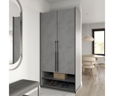 Шкаф распашной на две двери с полками та шухлядами R-0003 от Moreli (Морели) Бетон Тефра