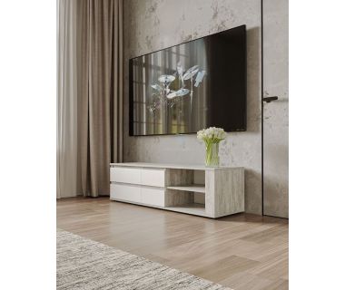 Тумба під телевізор із дверцятами TV Moreli (Морелі) Т-205 Бетон/Білий