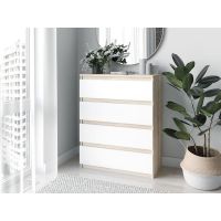 Комод с 4 ящиками и скрытыми ручками Т-215 Moreli (Морели) Дуб Сонома/Белый