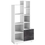 Стеллаж полки для книг и декора с дверцей PA-0003 от Moreli (Морели) Белый/Бетон Темный