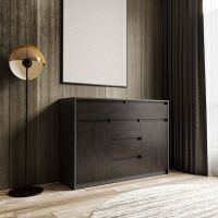 Комод для дому без ручок з 2 дверцятами та 5 ящиками T-227 від Moreli (Морелі) Антрацит/Венге темний