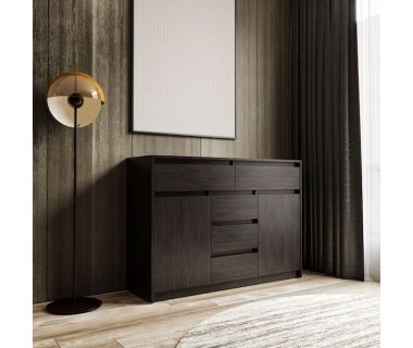 Комод для дома без ручек с 2 дверцами и 5 ящиками T-227 от Moreli (Морели) Венге темный