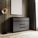 Комод для дома без ручек с 2 дверцами и 5 ящиками T-227 от Moreli (Морели) Венге темный/Антрацит
